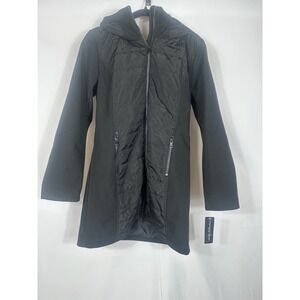 Debby Collection Women's Puffer Quilted Panel Hooded Coat Black‎ Size M